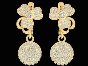 diamond clover earrings 2506 jewelry fashion accessories gold woman women design 3d print model - Mito3D