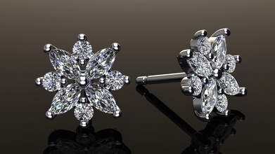 Diamant Cluster Ohrring wertvoll Schmuck Luxus Gold druckbar Juwel brillant Mode Schönheit Platin leuchtenden Tiffany modern Marquise Ohrringe 3d print model - Mito3D