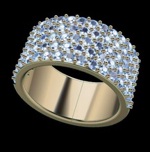 diamante racimo moda banda joyería joya anillo oro canalla imprimible mujer tendencia anillos 3d print model - Mito3D