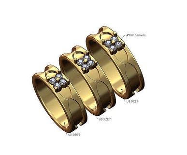 diamond cluster fashion brand engraving band us sizes 6 7 8 ring wedding engagement logo gold silver jewelry printable jewellery statement bling enamel 3d model rings 3d print model - Mito3D