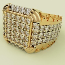 diamant grappe bague bijoux or argent imprimable mensring hommes lourd brillant anneaux 3d print model - Mito3D