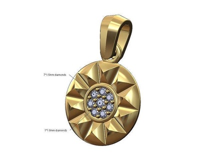 diamante viga aréola pingente fiança pirâmide colar joalheria imprimível ouro prata jóias moda esterlina bling 3d modelo charme pingentes 3d print model - Mito3D
