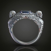 diamond cocktail two men wings oval gem ring women ladies gold designed sapphire exclusive jewelry diamon man torso rings 3d print model - Mito3D