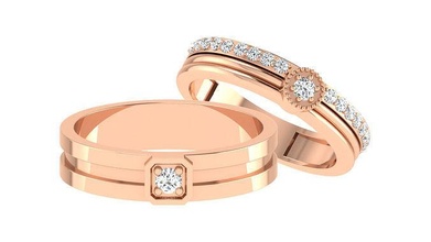diamante casal banda anel casamento noivado jóias jóia ouro joalheria argolas bandas coração amar namorados fechadura imprimível 3d print model - Mito3D