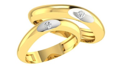diamante Pareja banda anillo 3dm stl Boda compromiso joyería imprimible joya oro novia novio anillos platino bandas solitario malla precioso 3d print model - Mito3D