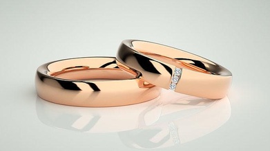 diamond couple band ring 3dm stl render wedding engagement jewellery printable jewel gold jewelry rings bride groom gem platinum bands 3d print model - Mito3D