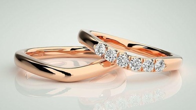 diamante Pareja banda anillo 3dm stl Boda compromiso joyería imprimible joya oro novia novio anillos 3d print model - Mito3D