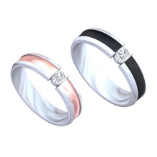 diamond couple ring jewelry gents ladies rings female gold 3d print model - Mito3D