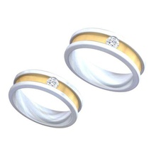 diamante casal anel jóias senhores senhoras anéis feminino ouro de 3d print model - Mito3D