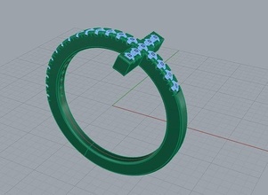 diamond cross band ring jewelry 3dcad fashion rings 3d print model - Mito3D