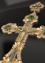 diamond cross crucifixion iesus replica emerald jewelry pendants gem rich luxury jesu 3d print model - Mito3D