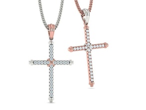 diamond cross necklace two-tone french pave setting tone 3dmodel jewelry classic ruby sapphire brilliant usa uk canada europe hungary united necklaces italy 3d print model - Mito3D