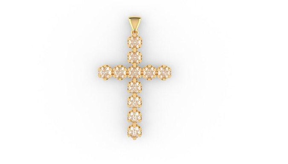 diamante Cruz pingente ouro prata joalheria jóias colar Jesus brilhante pingentes jóia argolas pulseiras imprimível 3d print model - Mito3D