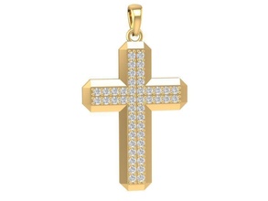 diamond cross pendant 1435 jewelry fashion accessories gold man men woman women unisex design pendants 3d print model - Mito3D