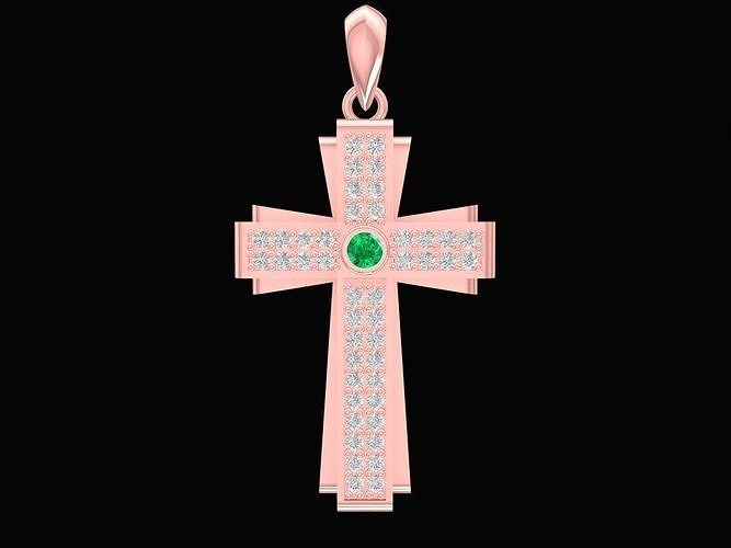 diamond cross pendant 2882 jewelry fashion accessories gold woman women design pendants 3D print model - Mito3D