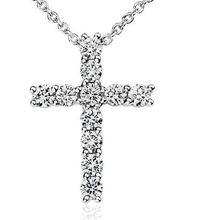 diamond cross pendant 3d print model 1 inch 3mm diamonds jewelry gold rosegold pendants 3d print model - Mito3D