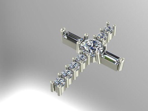 diamond cross pendant jewelry silver printable pendants 3d print model - Mito3D