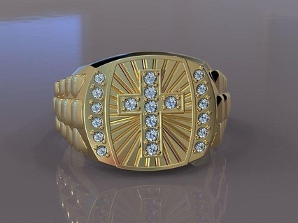 diamond cross ring jewelry gold ring cross diamond printable silver luxury rings jewelry rings diamond ring  3d print model - Mito3D