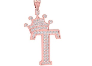 diamond crown letter pendant 3100 jewelry fashion accessories gold design pendants 3d print model - Mito3D