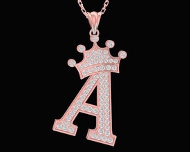 diamond crown a letter pendant 3102 jewelry fashion accessories gold design pendants 3d print model - Mito3D