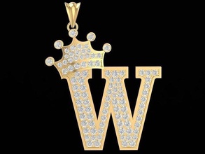diamante corona letra colgante pendiente 3187 joyería joya Moda accesorios oro diseño colgantes 3d print model - Mito3D