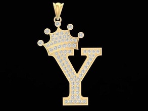 diamante coroa carta pingente 3188 joalheria moda acessórios ouro Projeto pingentes 3d print model - Mito3D