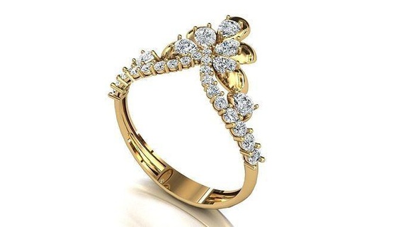 diamant couronne bague bijoux anneaux or imprimable mariage engagement bijou gemme blanc engagem 39 calcul 3d print model - Mito3D