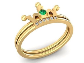 diamant couronne bague 2737 bijoux mode accessoires or femme femmes conception anneaux 3d print model - Mito3D
