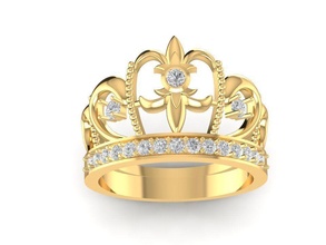 diamond crown ring women 3038 jewelry fashion accessories gold man men woman unisex design fengshui earrings rings 3d print model - Mito3D