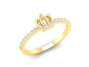diamant couronne bague femmes 529 bijoux mode accessoires or femme conception feng shui anneaux 3d print model - Mito3D