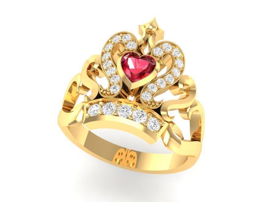 diamond crown ring women 90 jewelry fashion accessories gold woman design rings 3D print model - Mito3D