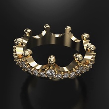 diamante corona anillo princesa joyería joya moda mujer compromiso tiara anillos delicado brillante precioso reina corazón rubí esmeralda oro boda imprimible 3d print model - Mito3D