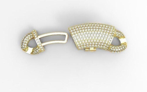 diamant cubain courbe fermoir 12mm or bijoux argent imprimable platine brillant pendentifs 3d print model - Mito3D