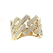 diamond cuban link band ring-1 jewelry ring fashion girl bulgari 3dprint 3dfile free bvlgari rings silver precious printable jewel gold wedding luxury gem lighting solitaire 3d print model - Mito3D