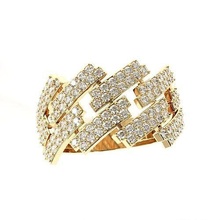 diamante cubano enlace banda anillo 3 joyería joya moda niña bulgari 3dprint 3dfile gratis bvlgari anillos plata precioso imprimible oro boda lujo encendiendo solitario 3d print model - Mito3D