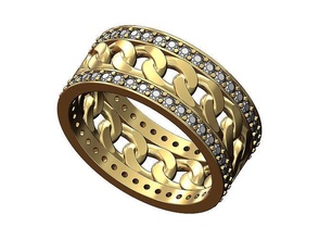 diamant kubanisch verknüpfung band us größen 6 7 8 ring gold druckbar schmuck mode silber kette sterling kuba ringe 3d print model - Mito3D