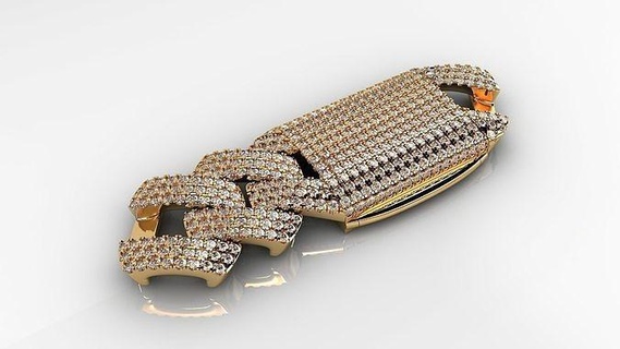 diamante cubano enlace pulsera 1 Moda joyería joya lujo libra esterlina oro precioso imprimible esposas plata canalla 3d print model - Mito3D