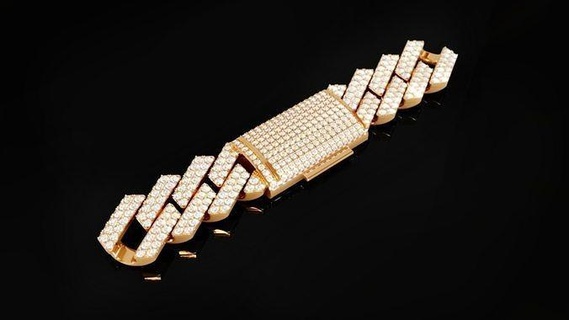 diamante cubano collegamento braccialetto 6 gioiello gioielleria stampabile Stampa pronto stampa oro platino braccialetti gemma lusso catena moda 3d print model - Mito3D