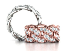 Diamant kubanisch Verknüpfung Kette Ring stapelbar 10mm breit 5us Größe Schmuck Links brillant 3d print model - Mito3D