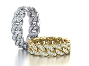 diamante cubano enlace cadena anillo apilable 7mm amplio 17mm talla joyería joya cuba anillos enlaces moda banda estados unidos canadá uk imprimible unido cera lujo 3d print model - Mito3D