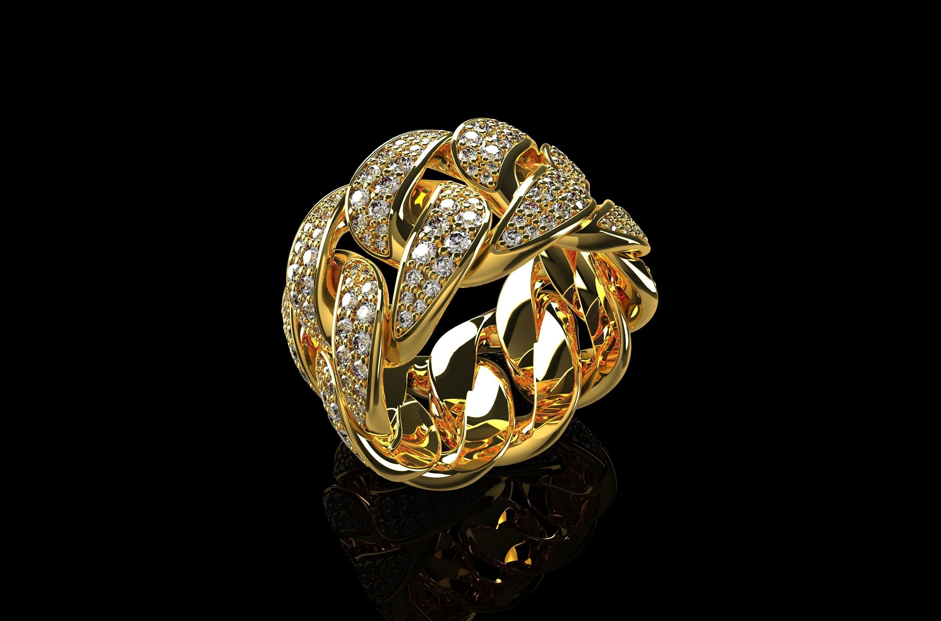 diamant cubaine ring 3 bijoux or de l'anneau le d'argent l'engagement la livre sterling bague en pierre anneau mode mariage joyau beauté solitaire vintag cad bracelate collier les anneaux 3D print model - Mito3D