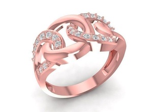 diamond cuban ring women 1474 jewelry fashion accessories gold woman design fengshui rings 3d print model - Mito3D