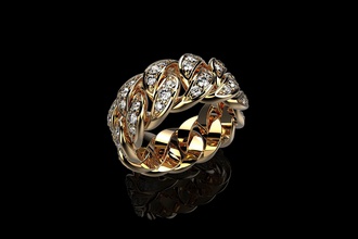 diamond cuban ring gold jewelry silver jewel gem jewellery engagement wedding fashion sterling brilliant beauty engagem brillant rings 3d print model - Mito3D