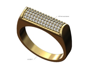 diamante cilíndrico sello anillo joyería joya imprimible oro plata libra esterlina signetring menring Moda accesorios lujo moderno declaración Hazme pavimentar anillos 3d print model - Mito3D
