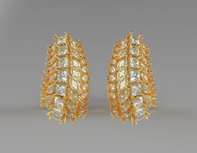 diamant boucle d'oreille or bijoux argent imprimable bijou mariage bague engagement gemme mode boucles d'oreilles 3d print model - Mito3D