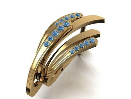 Diamant Ohrring 456 Studio Gold Licht Mode Kunst glasiert Silber druckbar Sterling Saphir Schmuck Juwel Ohrringe 3d print model - Mito3D