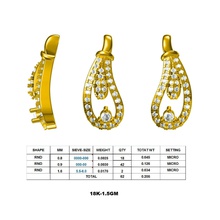 diamante arete dt10 micro ajuste amarillo oro hermoso peso joyería joya pendientes 3d print model - Mito3D