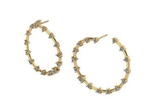 diamond earrings golden silver jewelry 3d print model - Mito3D