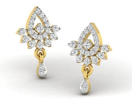 Diamant Ohrringe Juwel Schmuck Ohrring brillant cad Platin druckbar Silber Gold Design Ring Sterling Kleidung 3d print model - Mito3D