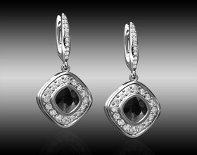 orecchini di diamanti neri crisoprasio gemma gioielli 3d gemme diamante gli orecchino i oro argento stampabile stl 3d print model - Mito3D
